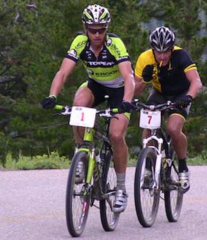 Lance Armstrong rides behind Gunnison's Dave Wiens during the Leadville 100 race in Colorado earlier this year. Armstrong placed second in the race behind Wiens. Armstrong told Vanity Fair the race was one of the reasons he’s fired up to return to the Tour de France.