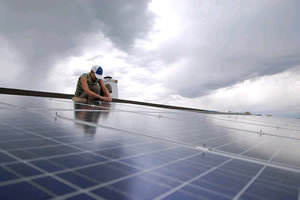 Solar arrays are cropping up all over Colorado, like this one atop the high school in Antonito in the southern part of the state.