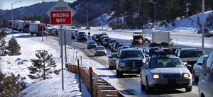 Traffic along Interstate 70 into Colorado's high country oftens grinds to a halt on weekends.