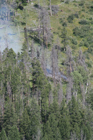 The fire as seen from across the Valley on Davos Trail. 