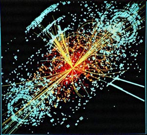 A representation of what may occur when the Large Hadron Collider makes what could be one of the most important scientific discoveries of the century: the discovery of the Higgs boson, known as the, 