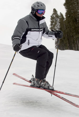 Golfing great Phil Mickelson gets slightly airborne in the bumps on Beaver Creek's Addy's run in 2005, just three weeks before unsuccessfully defending his first Master title.