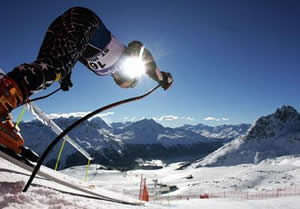 Ski Club Vail racer Lindsey Vonn gets ready to launch down the course Saturday in a downhill race in St. Moritz, Switzerland. Vonn finished second, just missing tying Picabo Street for the second most World Cup wins by an American woman.
