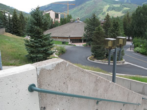 Dobson Ice Arena as seen from the Lionshead Parking Structure. 