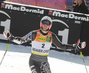 Ted Ligety of Park City, Utah, comes up one-hundredth of a second short in the giant slalom on the Birds of Prey course at Beaver Creek Sunday.