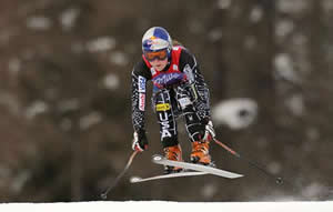 Vail's Lindsey Kildow Vonn on her way to clinching the overall World Cup title in Cortina, Italy, last season. Kildow's current season is in jeapordy after she sustained a left-knee injury in Copper Mountain this morning. 