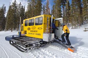 Monarch Snowcat Tours brings snow riders quickly into the chutes, glades and rock bands adjacent to the resort high on the Continental Divide.