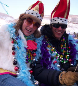 Last year's Mardi Gras king and queen in Vail's 