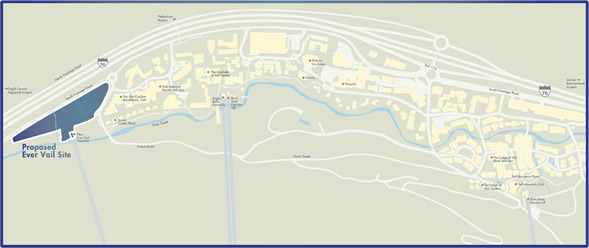 The area in blue is the proposed site for Vail's largest LEED-certified development. 