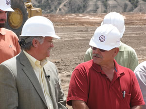 Eagle County Commissioner Peter Runyon, left, and Gypsum Mayor Steve Carver talk about the new 339-unit Stratton Flats public-private affordable housing partnership in Gypsum.