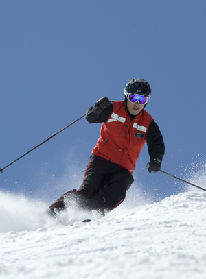 Vail Resorts CEO Rob Katz carves some turns on Vail Mountain, where he hopes to also make his mark as a green ski exec.