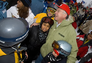 Colorado Sen. Ken Salazar was a popular man on Vail Mountain Saturday, thronged by at-risk kids from Denver and Eagle County.