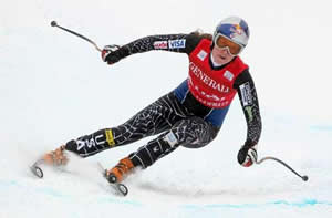 Vail's Lindsey Vonn flies down the Ruthie's downhill course at Aspen Saturday en route to a fourth-place finish.