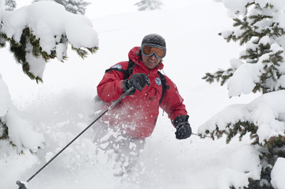 Grisha Kravtchenko of Aspen Alpine guides makes his way into the backcountry on a trip near Aspen, Colorado.