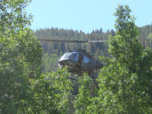 A helicopter aids during the search and rescue operation ongoing on Beaver Creek mountain Saturday, June 21.